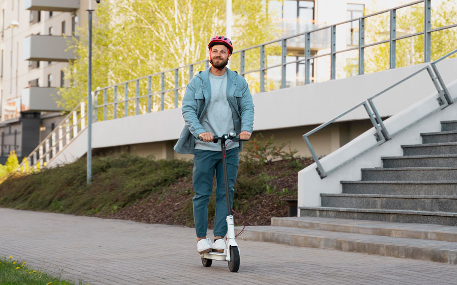 man riding an electric scooter