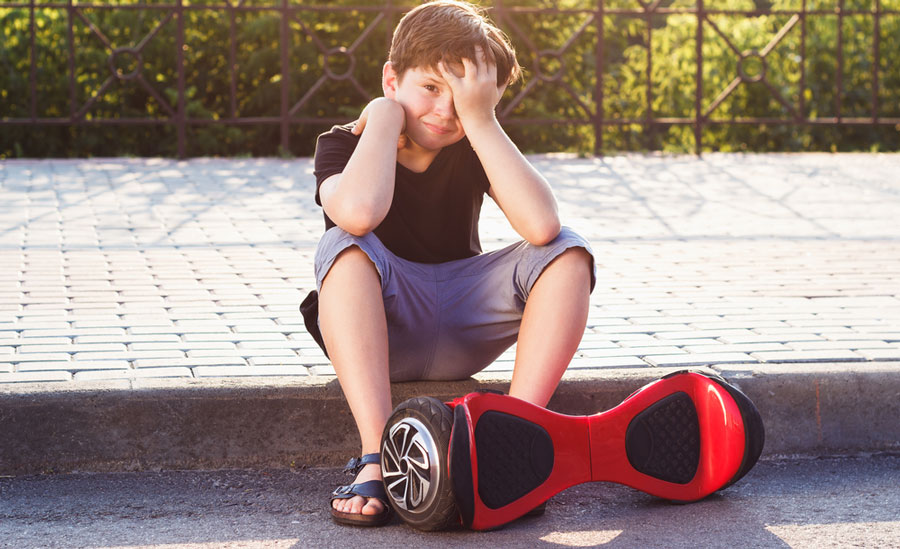 child disappointed with the hoverboard